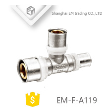 EM-F-A119 NIckel plattierte Druckschnellkupplung Messing T-Stück Rohrverschraubung